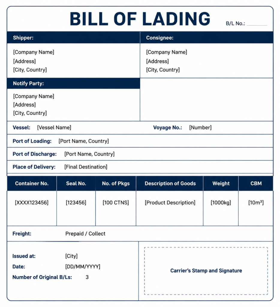 B/L in shipping